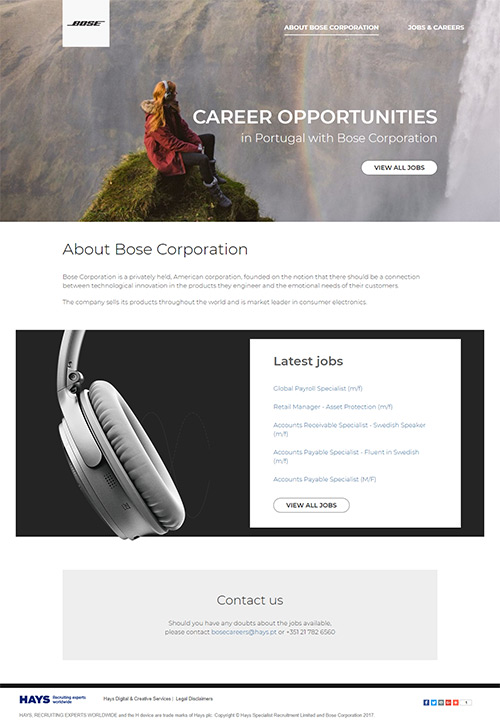 Bose Careers in desktop